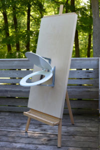 Panel mounted on the easel showing the hardware details.